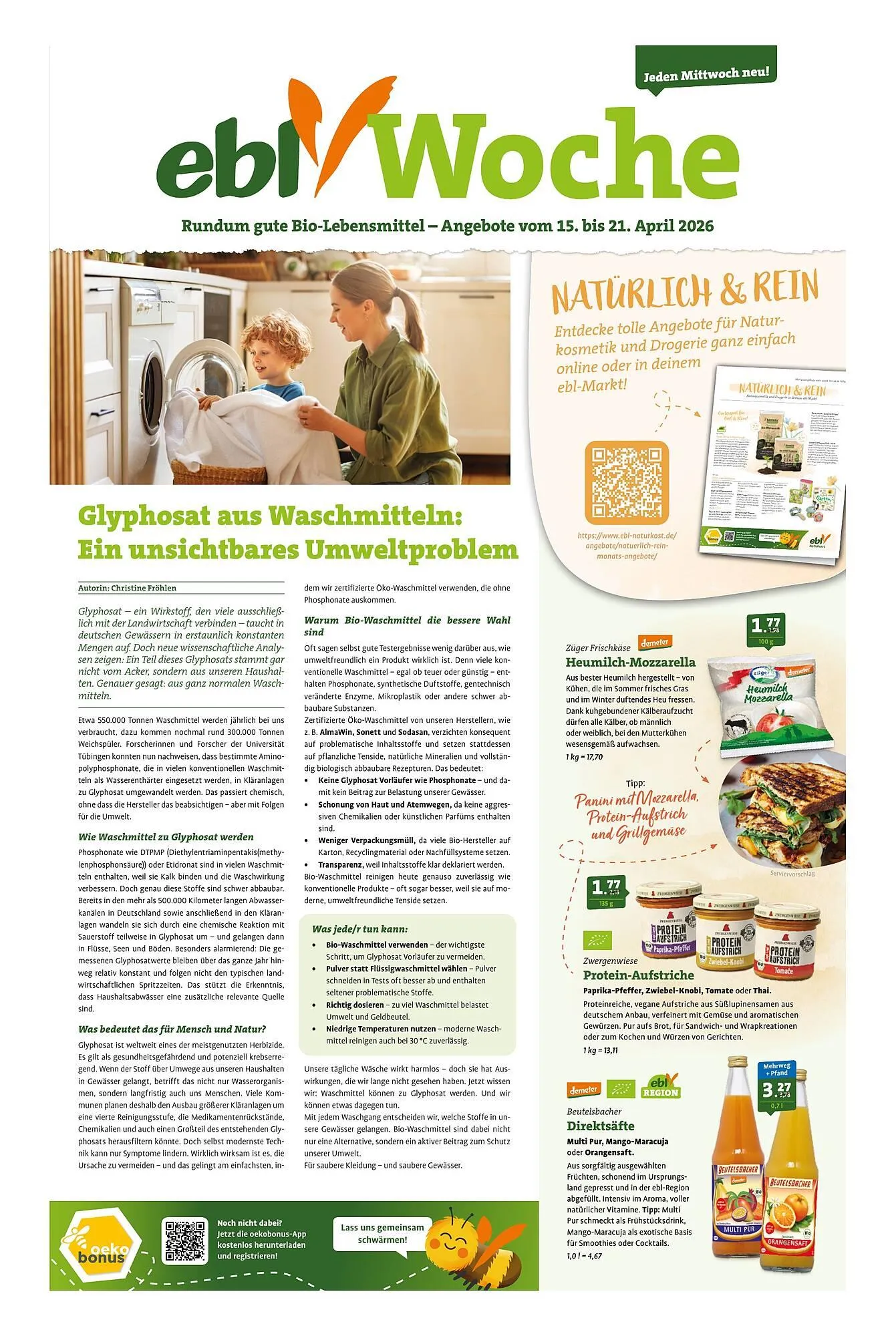 Ebl Naturkost Prospekt von 15. April bis 21. April 2026 - Prospekt seite 1