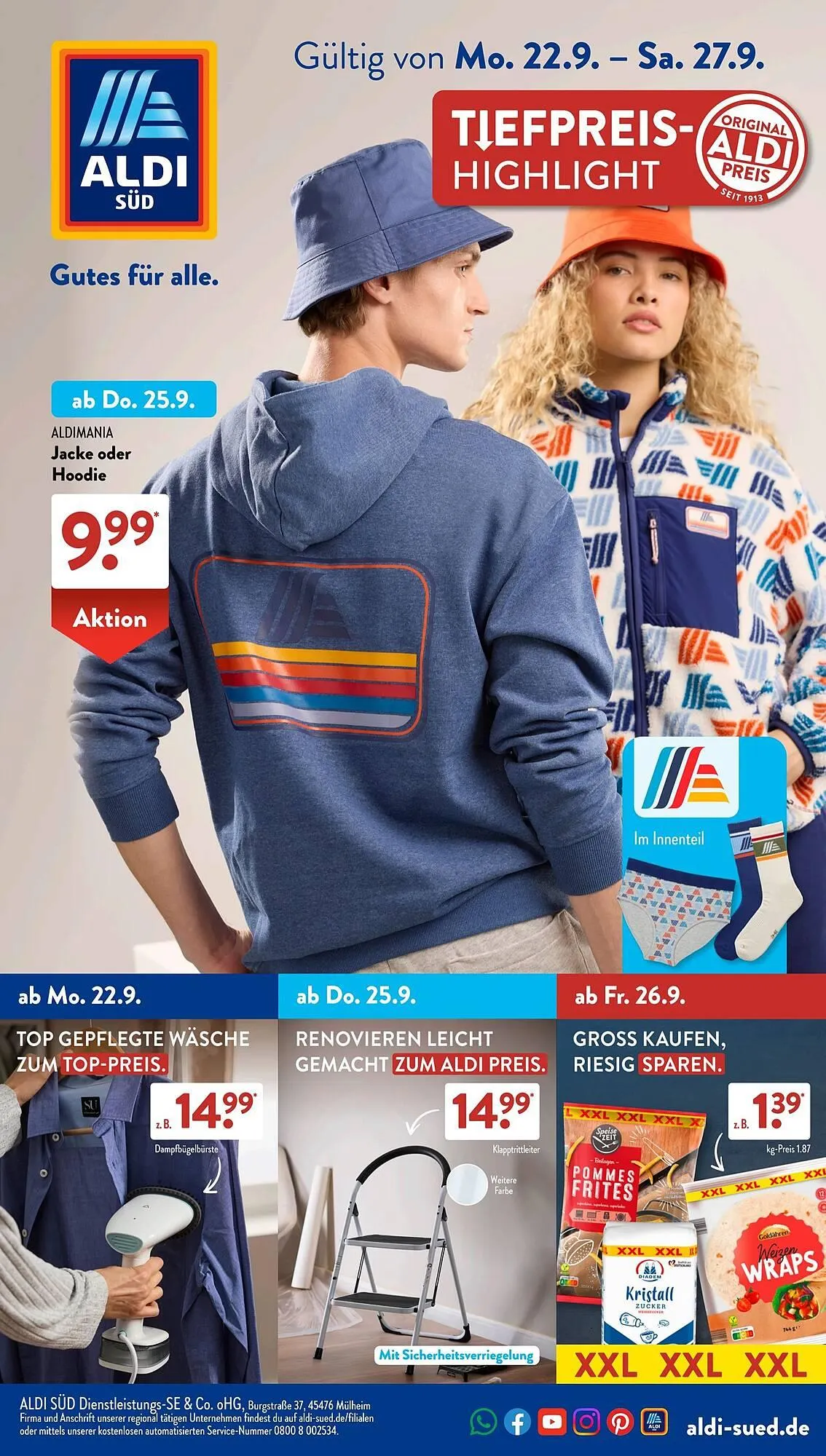 Aldi Süd Prospekt von 22. September bis 28. September 2025 - Prospekt seite 1