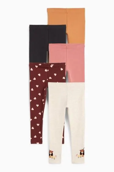 Multipack of 5 - dog, cat and heart - thermal leggings