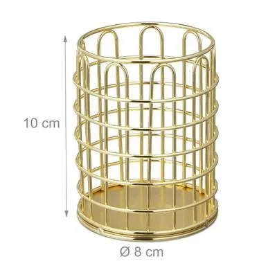 3 x Stiftehalter Metall rund gold