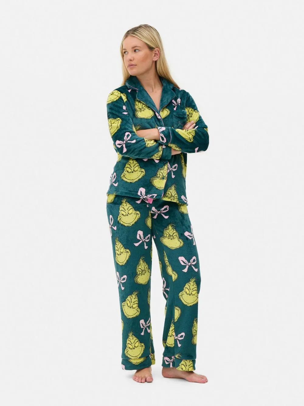 „Der Grinch“ Fleece-Schlafanzughemd