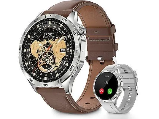 RAYOFI HK4 Smartwatch Silikon, 220 mm, Schwarz/Silver