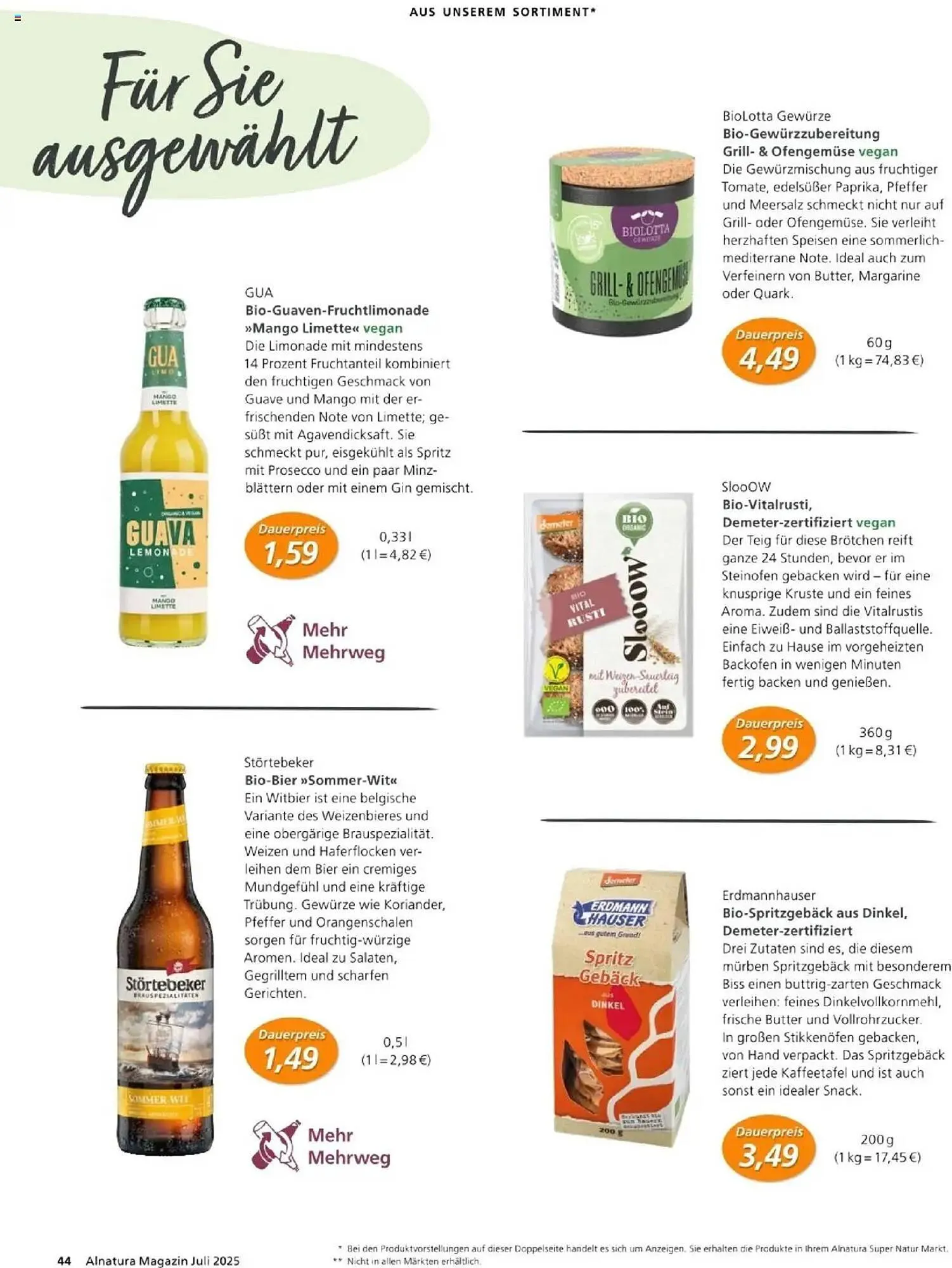 Alnatura Prospekt von 1. Juli bis 31. Juli 2025 - Prospekt seite 44