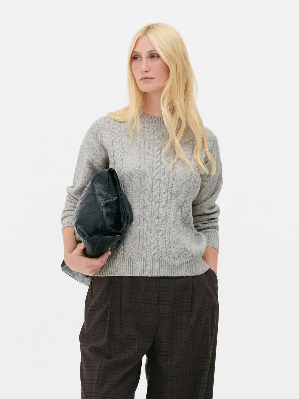 Crew Neck Cable Knit Sweater