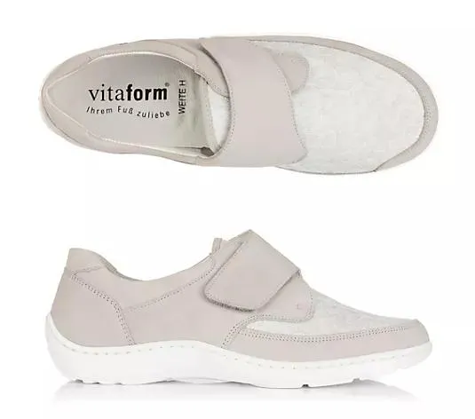 VITAFORM Damen- Halbschuh Leder/ Stretch Klettverschluss Handnahtsohle