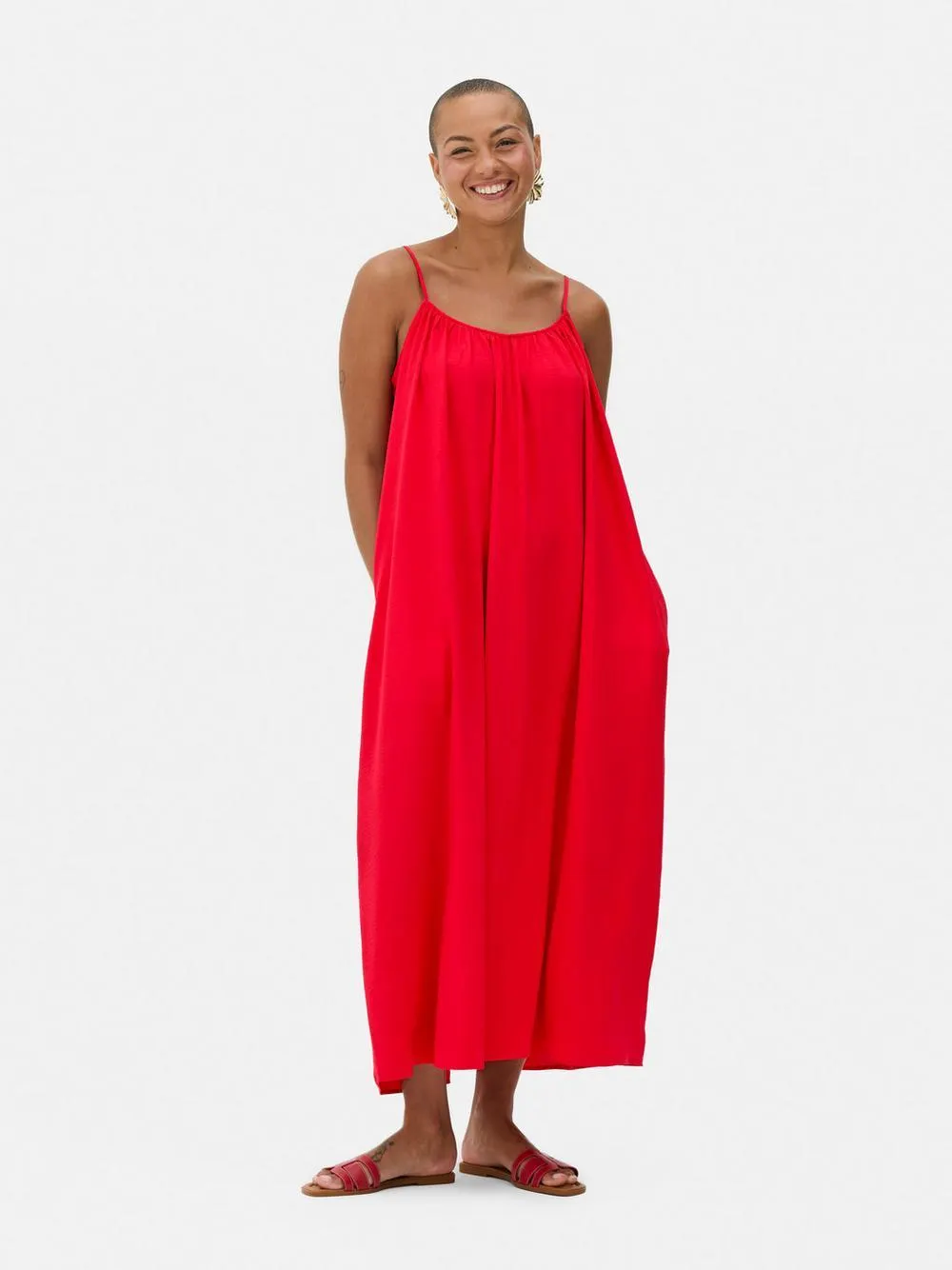 Midi-Sommerkleid mit gerafftem Ausschnitt