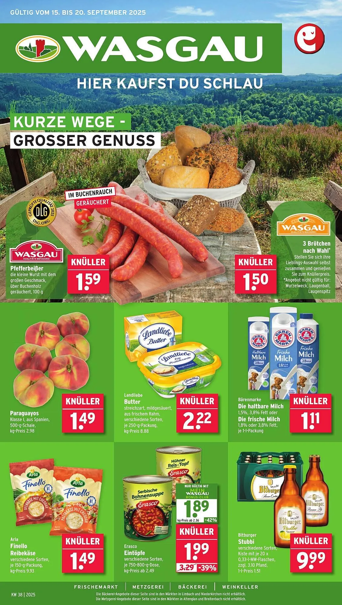 Wasgau Prospekt von 15. September bis 20. September 2025 - Prospekt seite 1