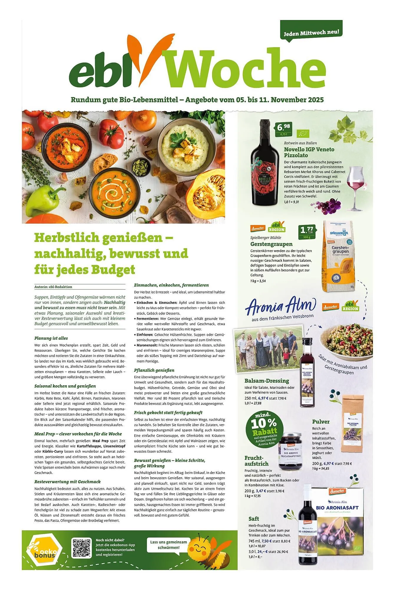 Ebl Naturkost Prospekt von 5. November bis 11. November 2025 - Prospekt seite 1