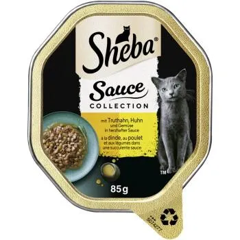 Sheba Sauce Collection 22 x 85 g Huhn, Truthahn und Gemüsezugabe, in Sauce
