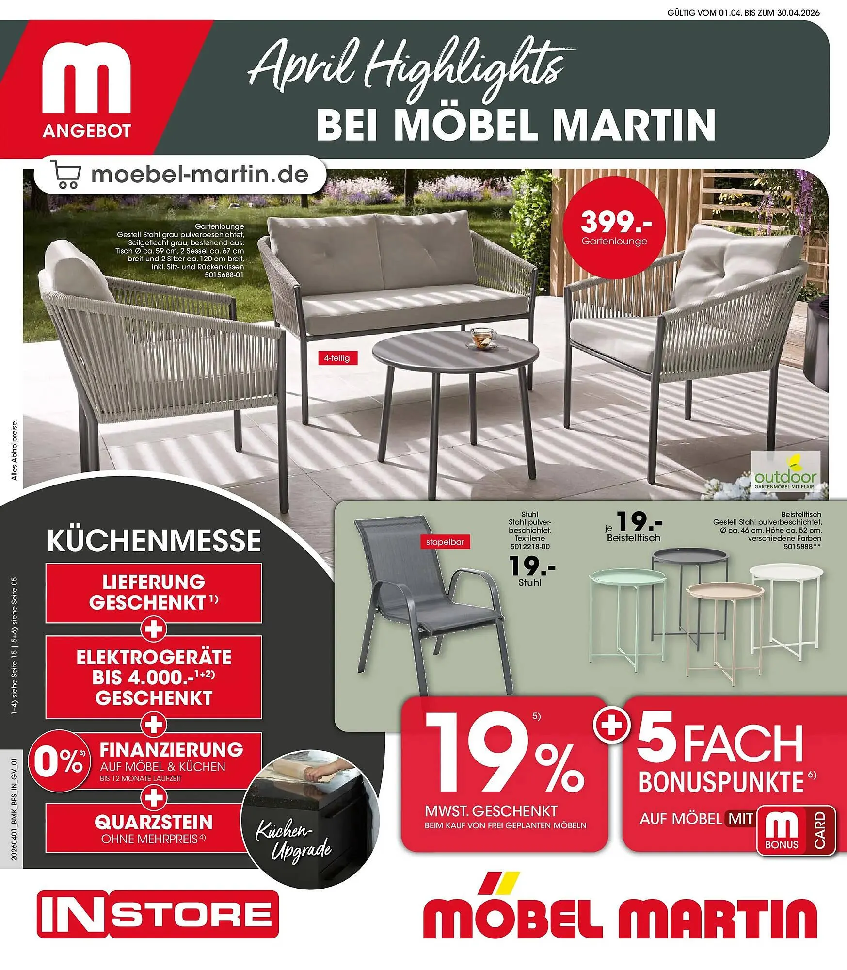 Möbel Martin Prospekt von 31. März bis 30. April 2026 - Prospekt seite 1
