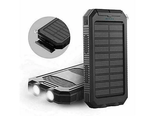 DARMLINK 30000mAh,mit LED,Wasserdicht, Stoßfest, Kompass Solar Powerbank 30000mAh Schwarz
