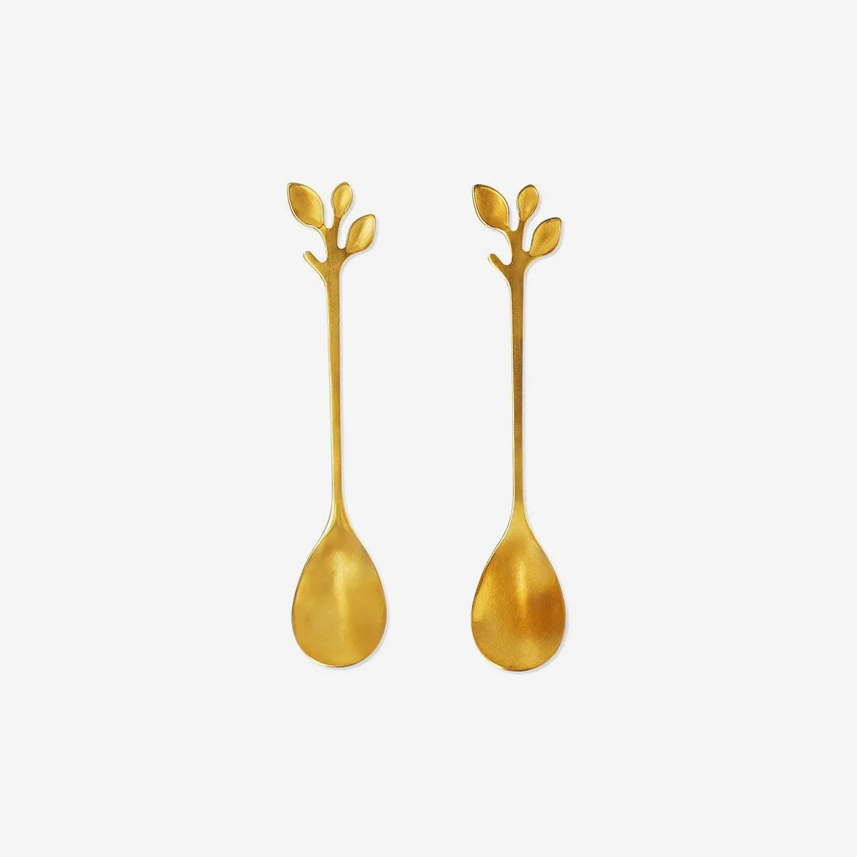 Gold dessert spoons with leaves - 2 pcs