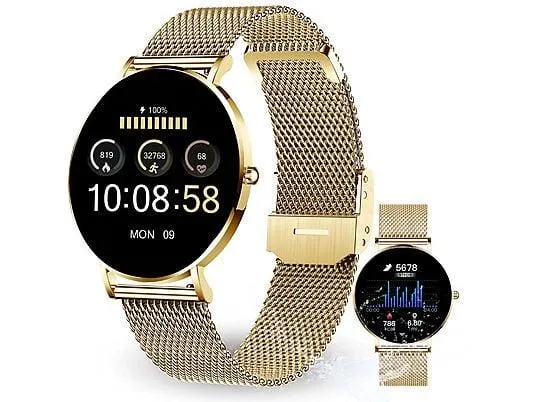 XCOAST SIONA 2 - CITRIN GOLD Smartwatch Damen, wasserdicht, Edelstahl, 20.0 cm, Citrin Gold