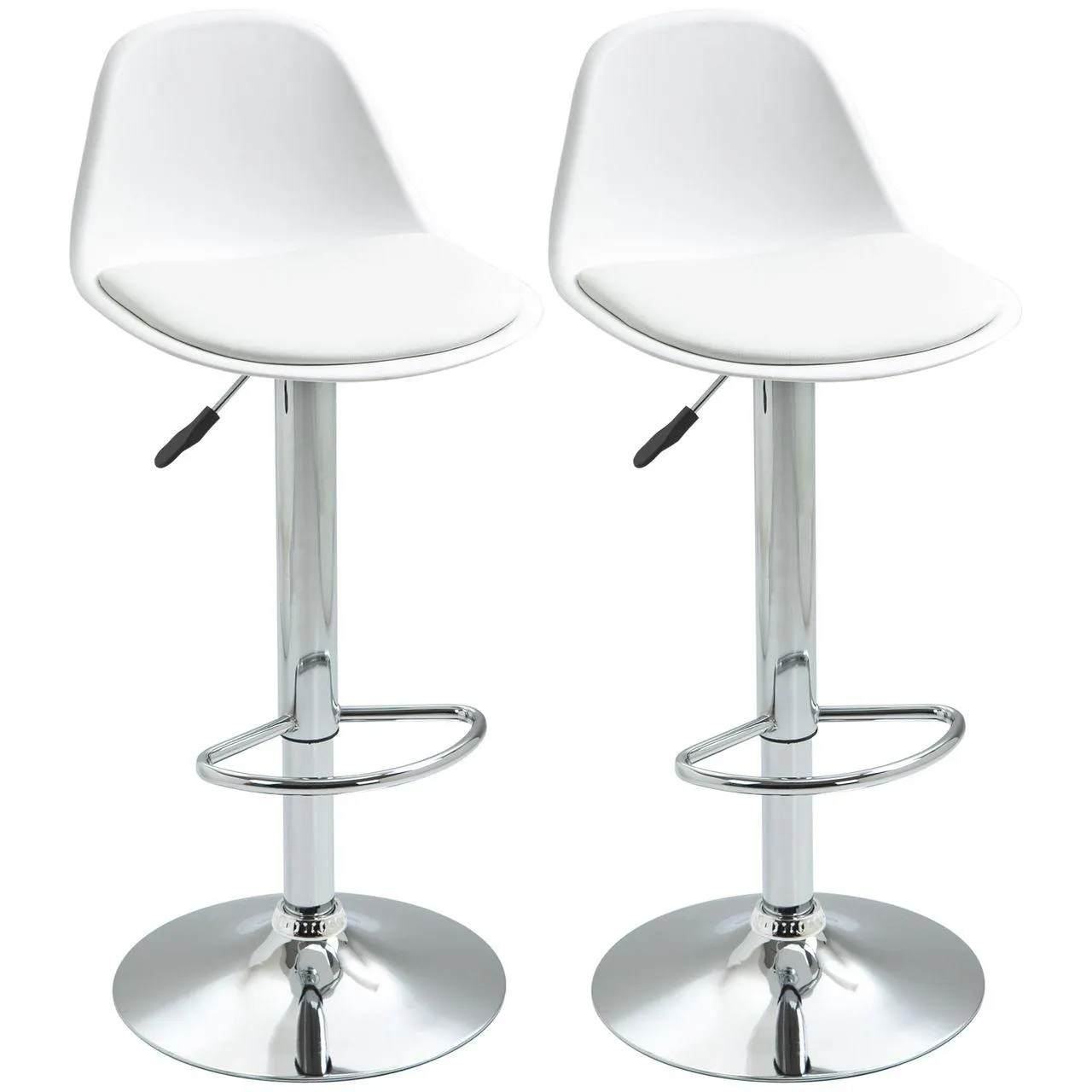 2er-Set Barhocker Barstühle Drehstühle mit Lehne modernem Design höhenverstellbar für Bartheke Küche Weiß Kunstleder Stahl bis 120 kg 40 x 42 x 82-104 cm