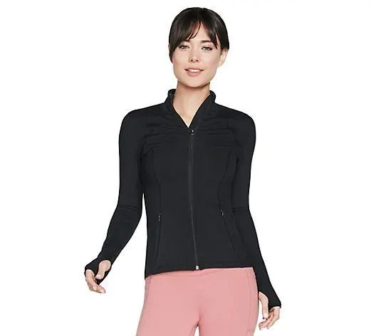 SKECHERS Funktionsjacke mit Stehkragen Seitennahttaschen Ärmel mit Daumenloch