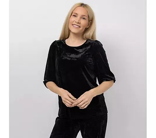 Wählen Sie Ihre Variante: KIM & CO. Shirt, 3/4-Arm Samt-Jersey Rundhalsausschnitt figurumspielend