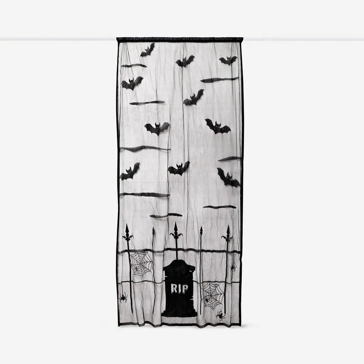 Curtain with bats and spiders