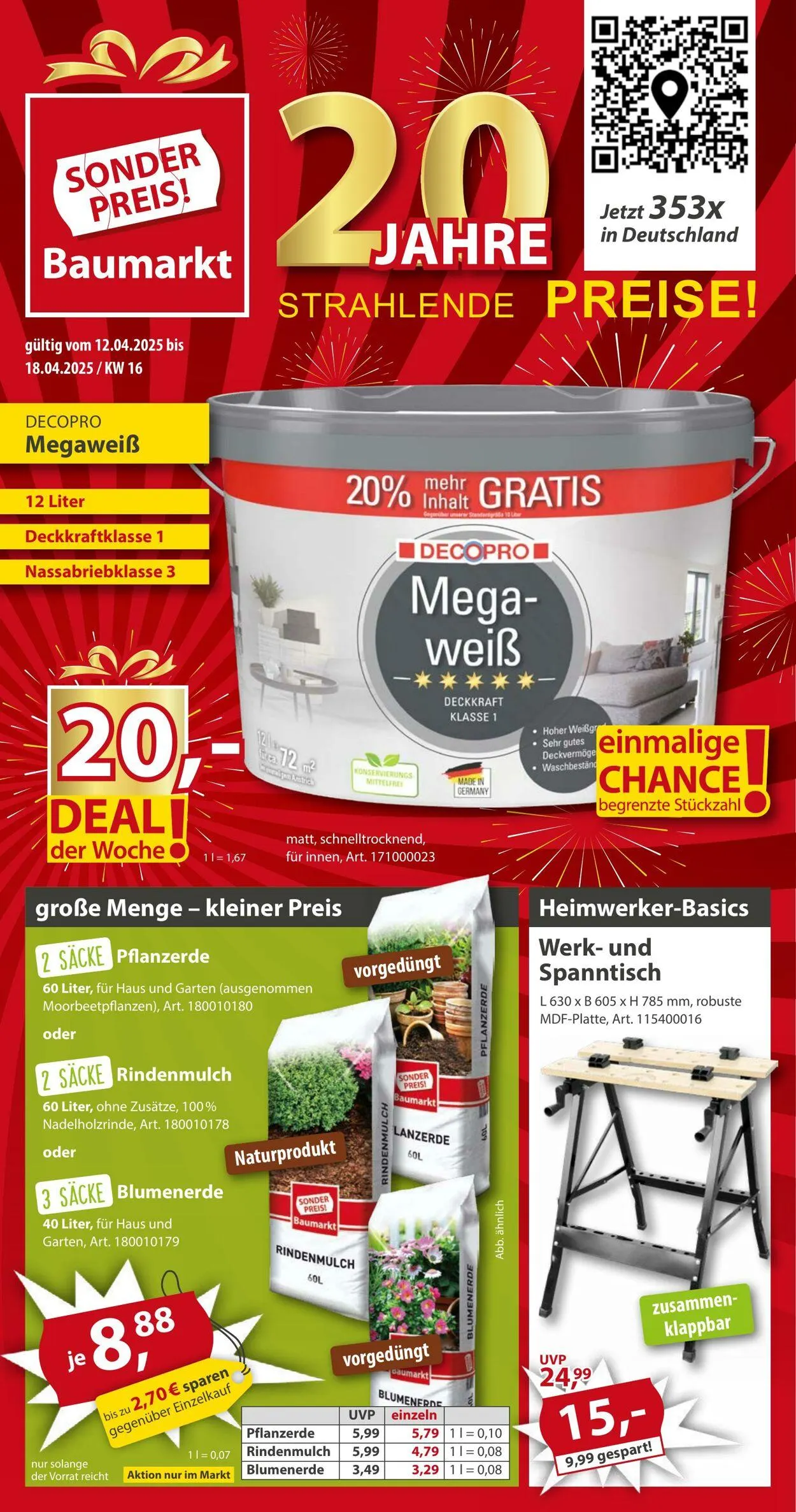 Sonderpreis Baumarkt Aktueller Prospekt von 5. April bis 19. April 2025 - Prospekt seite 1