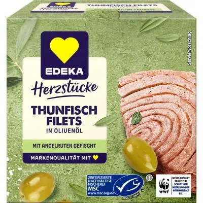 EDEKA Herzstücke Thunfischfilets in Olivenöl 185G