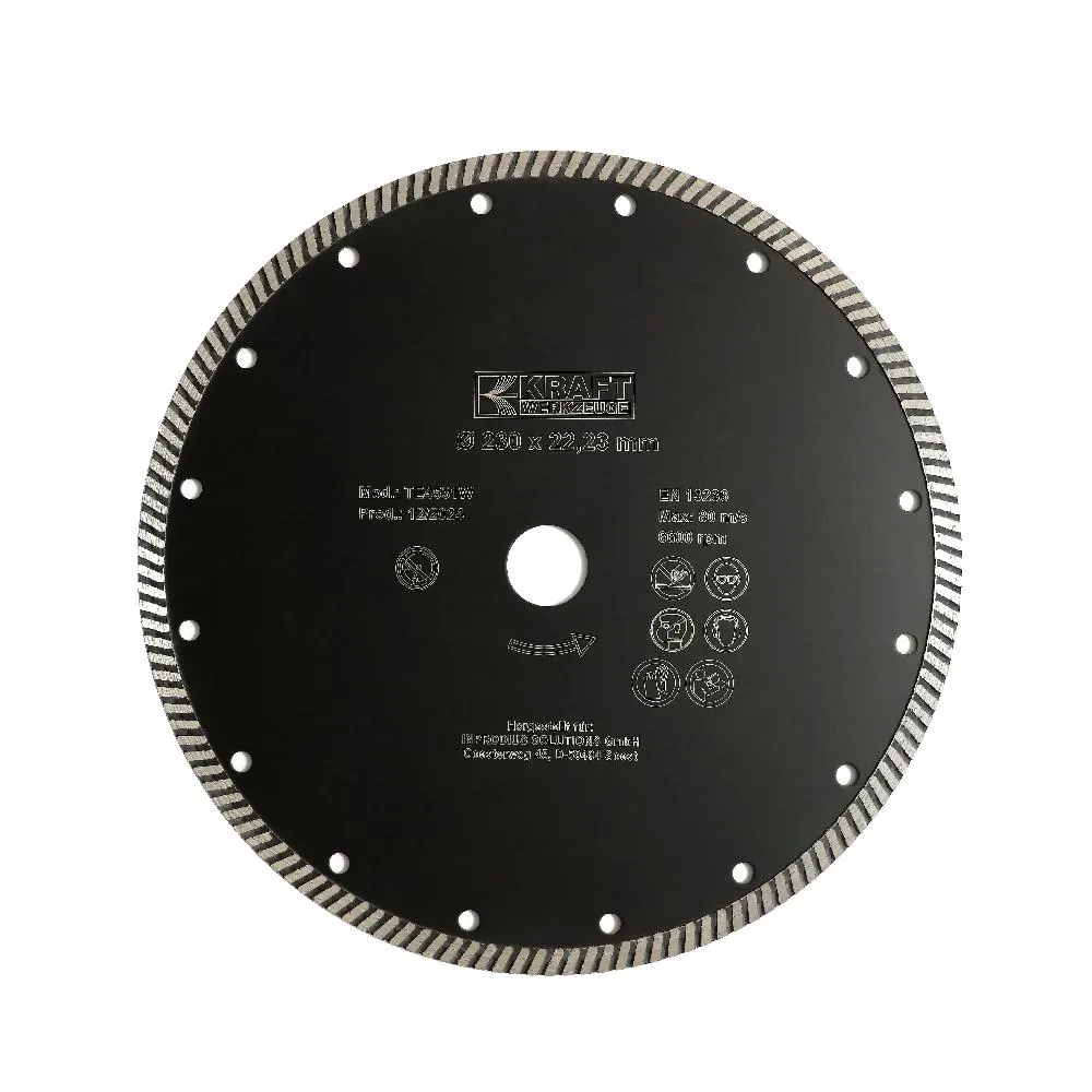Diamant-Trennscheibe Ø230 mm, Turbo-Scheibe und feine Welle