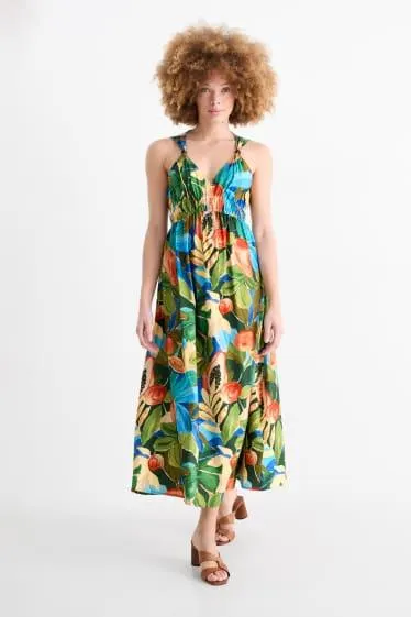 V-neck empire dress - patterned