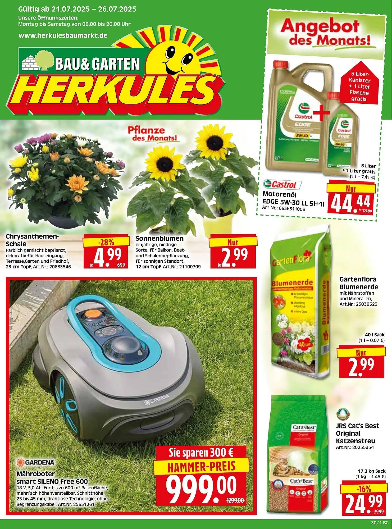 Herkules Baumarkt Prospekt von 21. Juli bis 26. Juli 2025 - Prospekt seite 1
