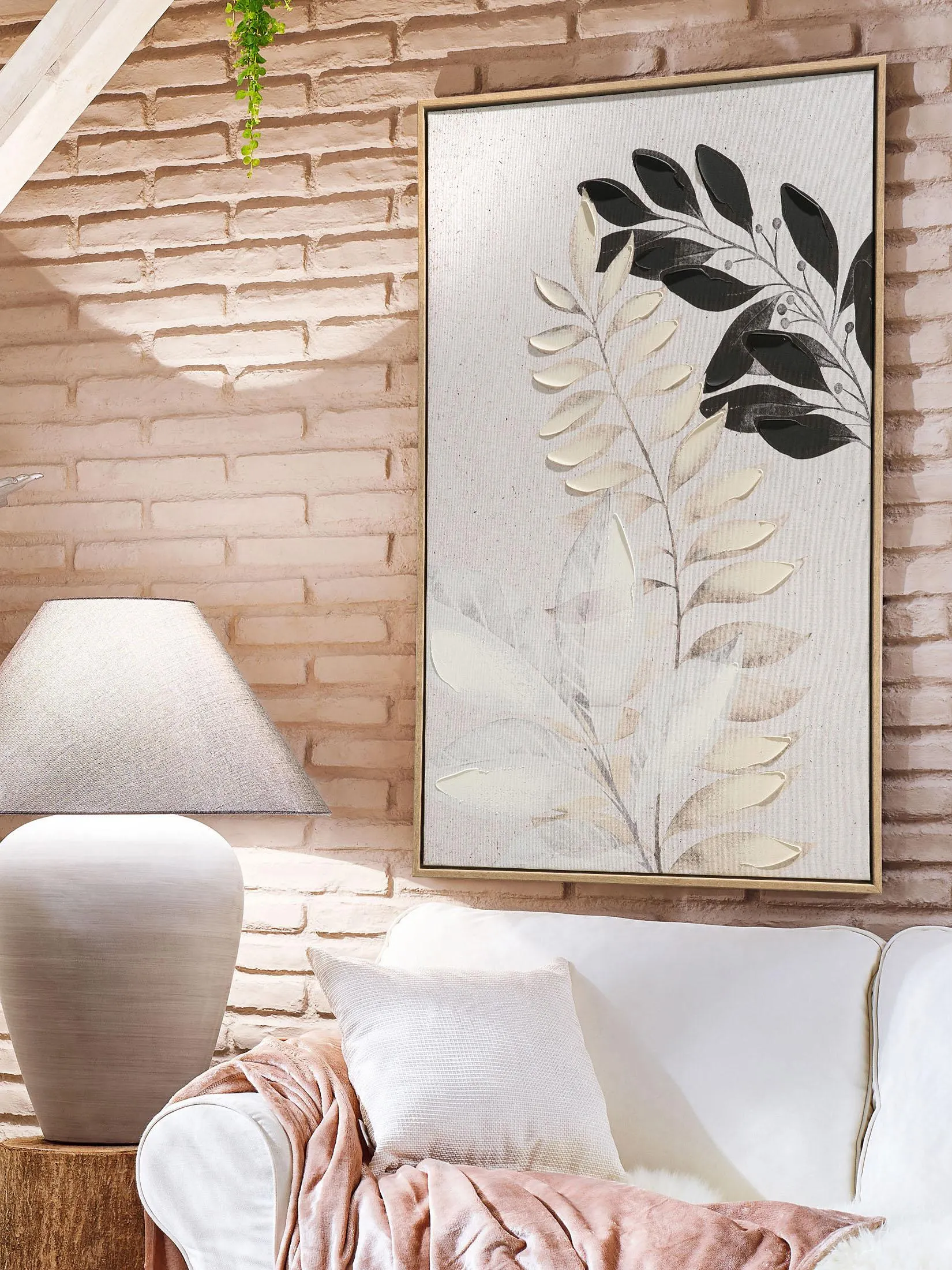 Farne Leinwand-Druck-handbemalt, Schwarz/Weiss