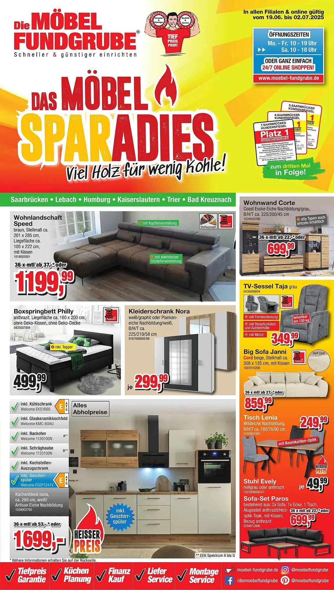 Möbelfundgrube Prospekt von 19. Juni bis 2. Juli 2025 - Prospekt seite 1
