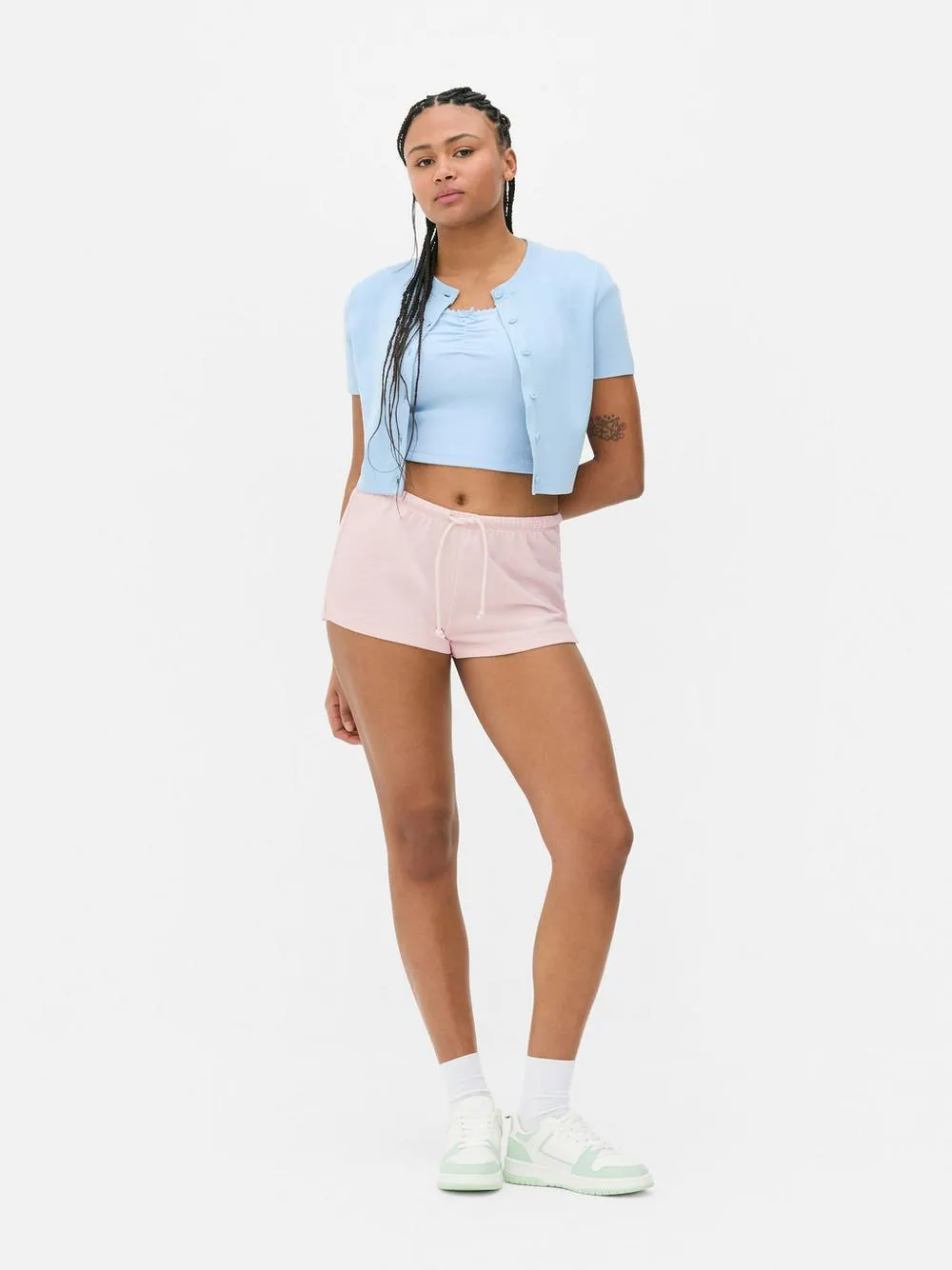 Jersey-Shorts mit Bindegürtel