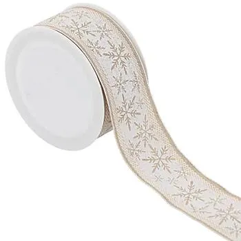 Leinenband "Schneeflocke", natur-weiß, 40 mm, 4 m