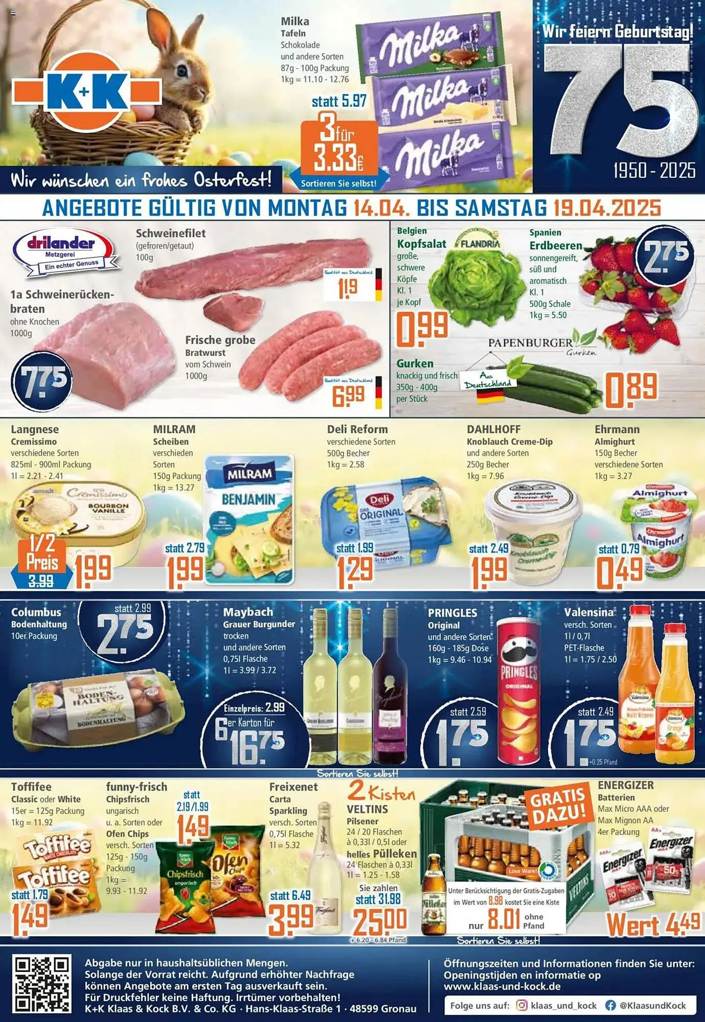 Klaas und Kock Prospekt von 14. April bis 19. April 2025 - Prospekt seite 1