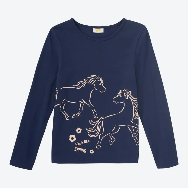 Kinder-Mädchen-Langarmshirt mit Rundhalsausschnitt