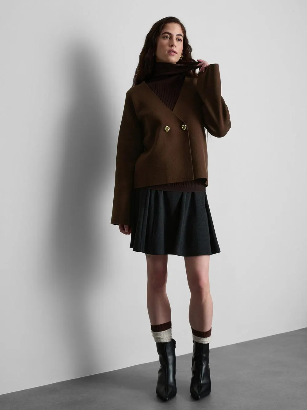 Doppelreihiger Cardigan mit V-Ausschnitt