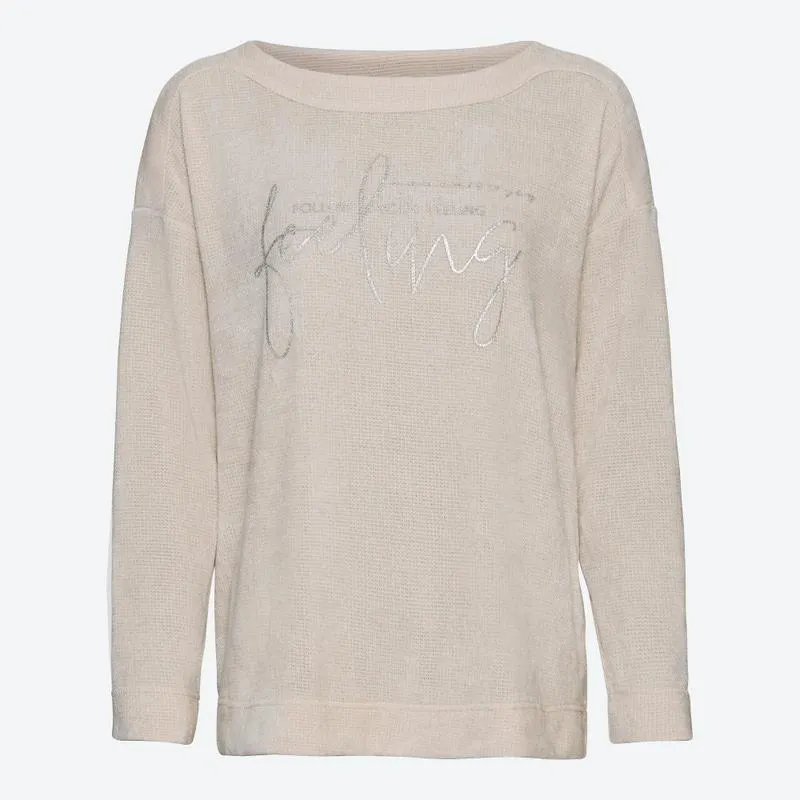 Damen-Chenille-Pullover mit U-Boot Ausschnitt