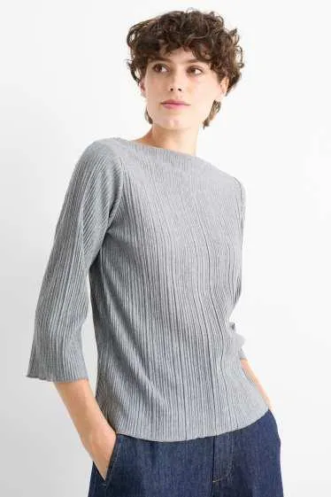 Pleated long sleeve top