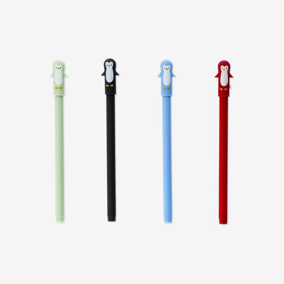 Gel ink pens with penguin toppers - 4 pcs
