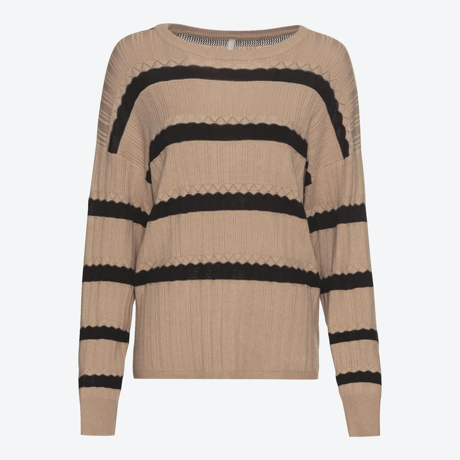 Damen-Strukturpullover mit Ajour-Optik