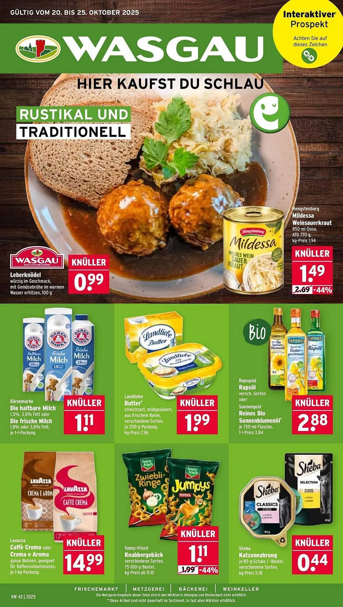 Wasgau Prospekt von 20. Oktober bis 25. Oktober 2025 - Prospekt seite 1