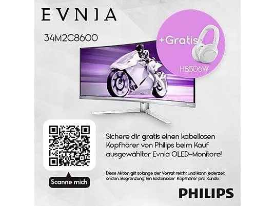 PHILIPS Evnia 8000, 34M2C8600, 34 Zoll WQHD Gaming Monitor (0,03 ms Reaktionszeit, 175 Hz)