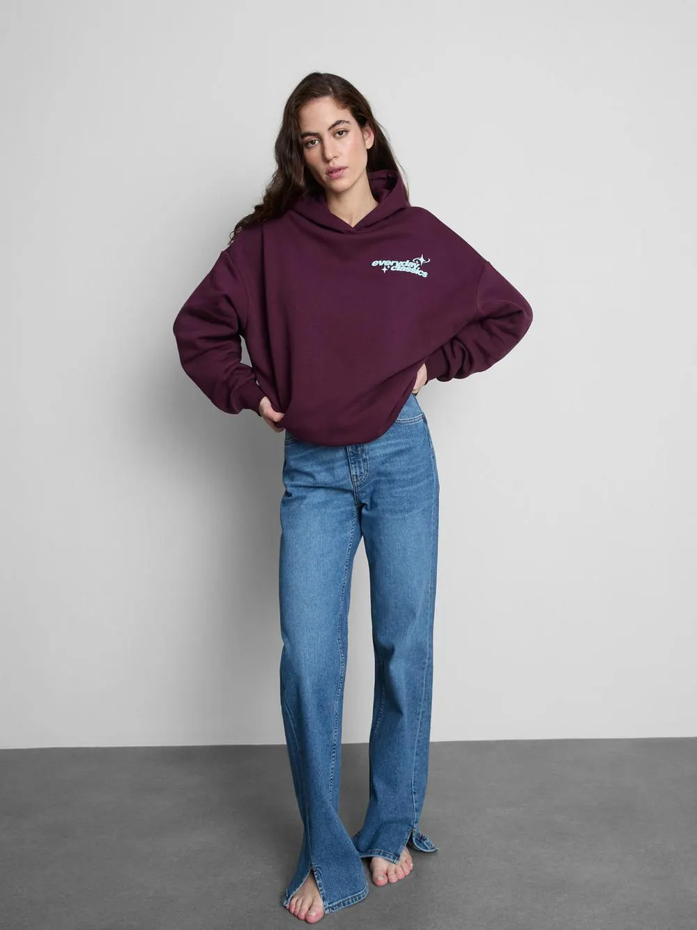 Oversized-Hoodie aus Baumwollmischung mit Sternenprint