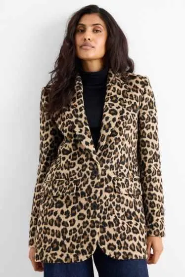 Long blazer - relaxed fit - leopard print
