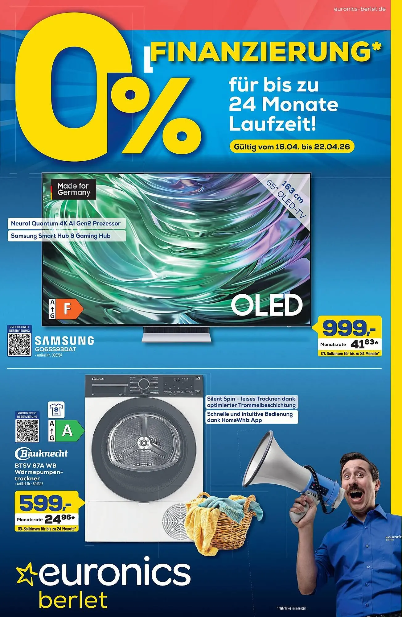 Euronics Berlet Prospekt von 16. April bis 22. April 2026 - Prospekt seite 1