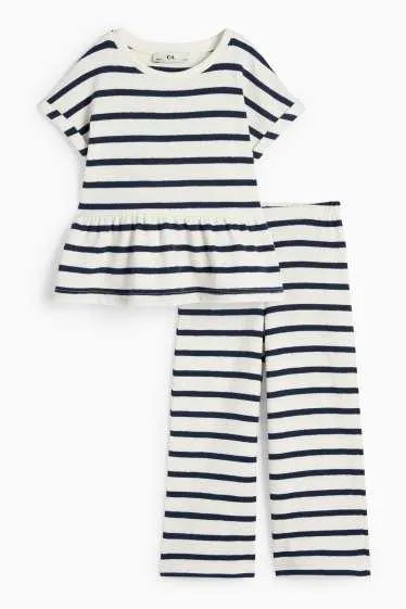 Set - short sleeve T-shirt and jersey bottoms - 2 piece - striped