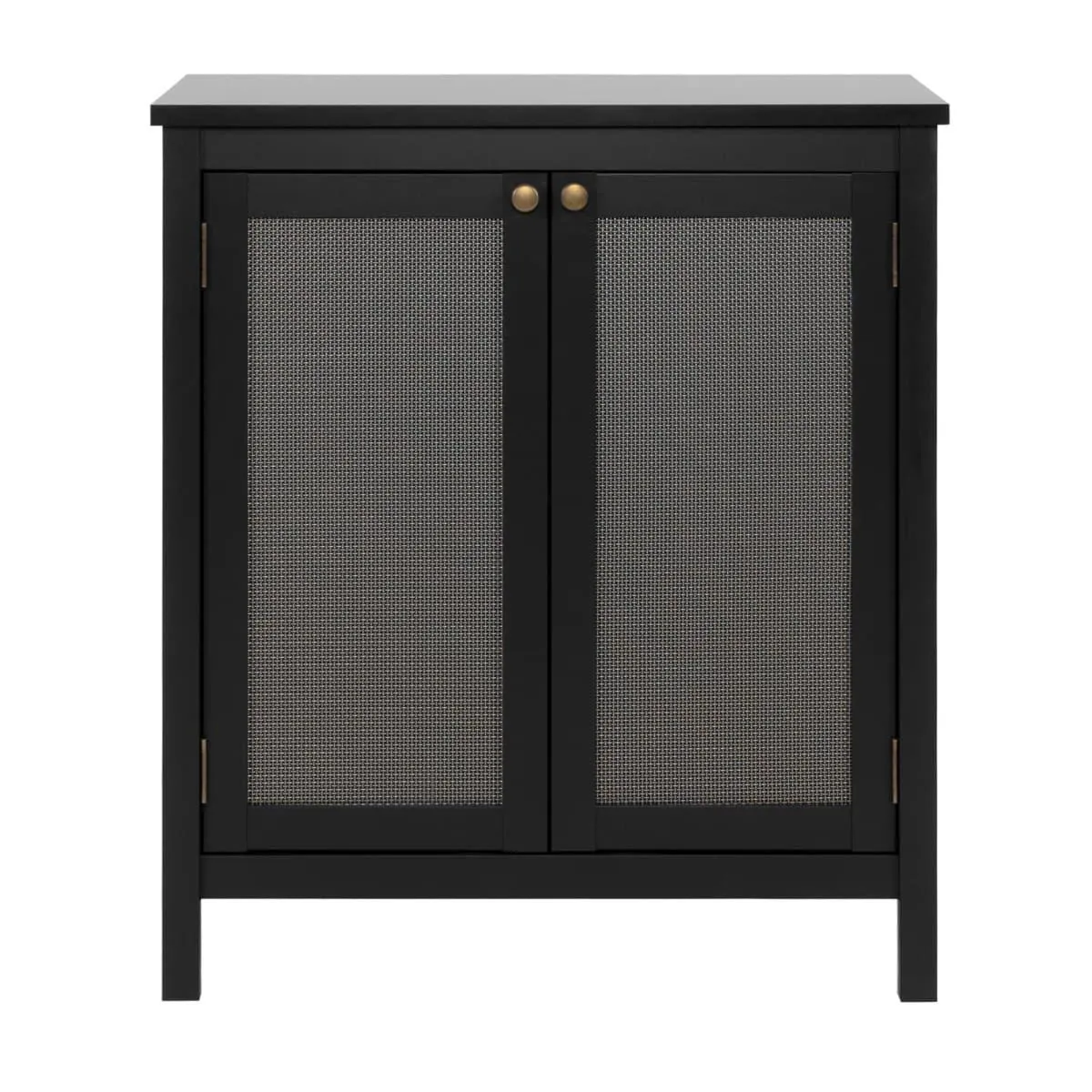 Sideboard CORDOBA 80 x 90 cm schwarz / Geflecht Nobel