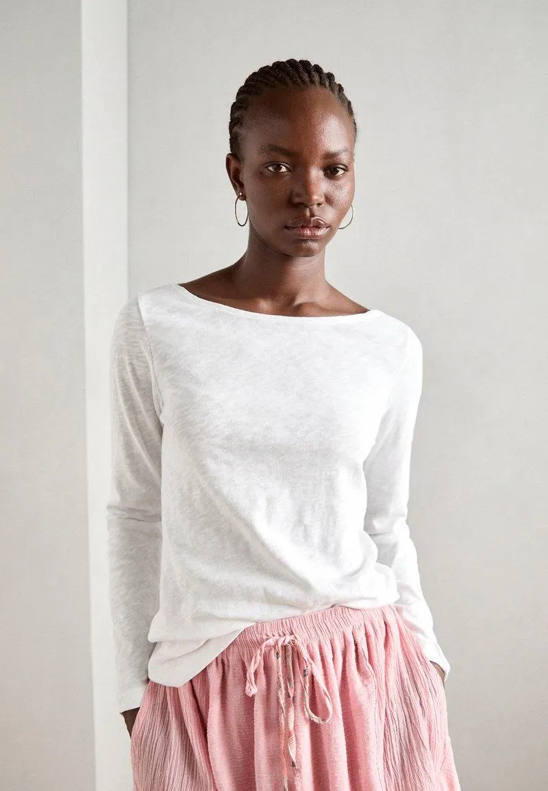 LONG SLEEVE BOAT NECK - Camiseta de manga larga - white