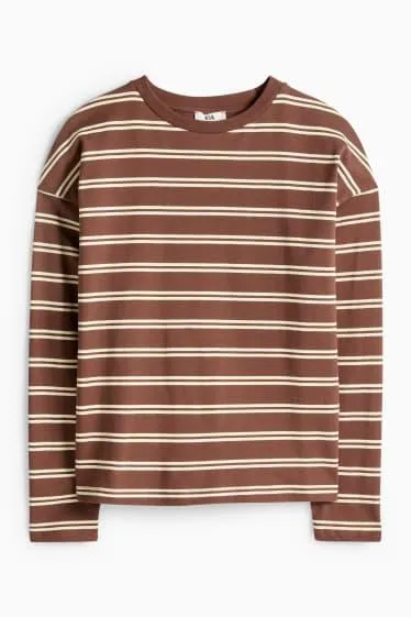 Long sleeve top - oversized - striped