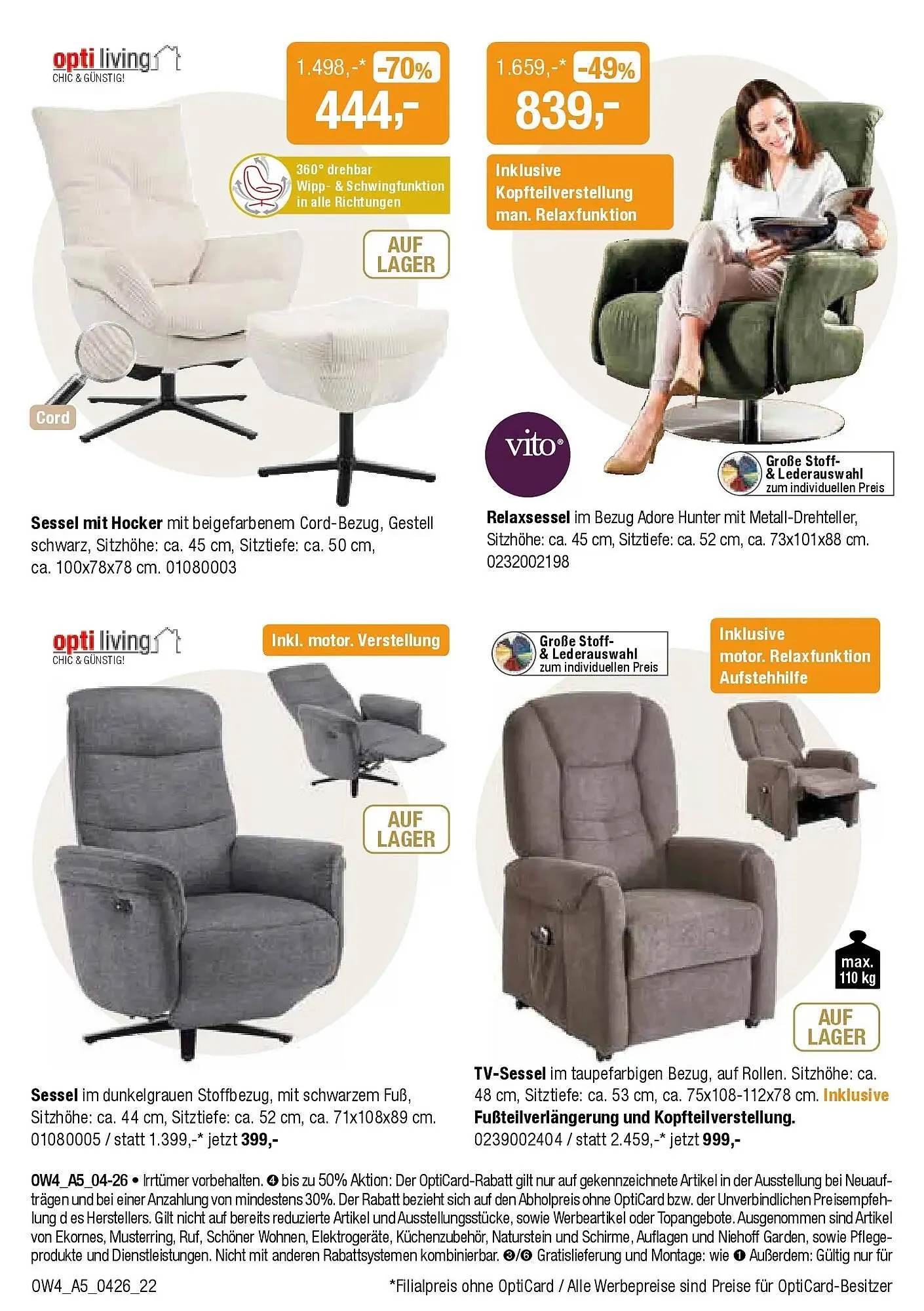 Opti Wohnwelt Prospekt von 1. April bis 18. April 2026 - Prospekt seite 22