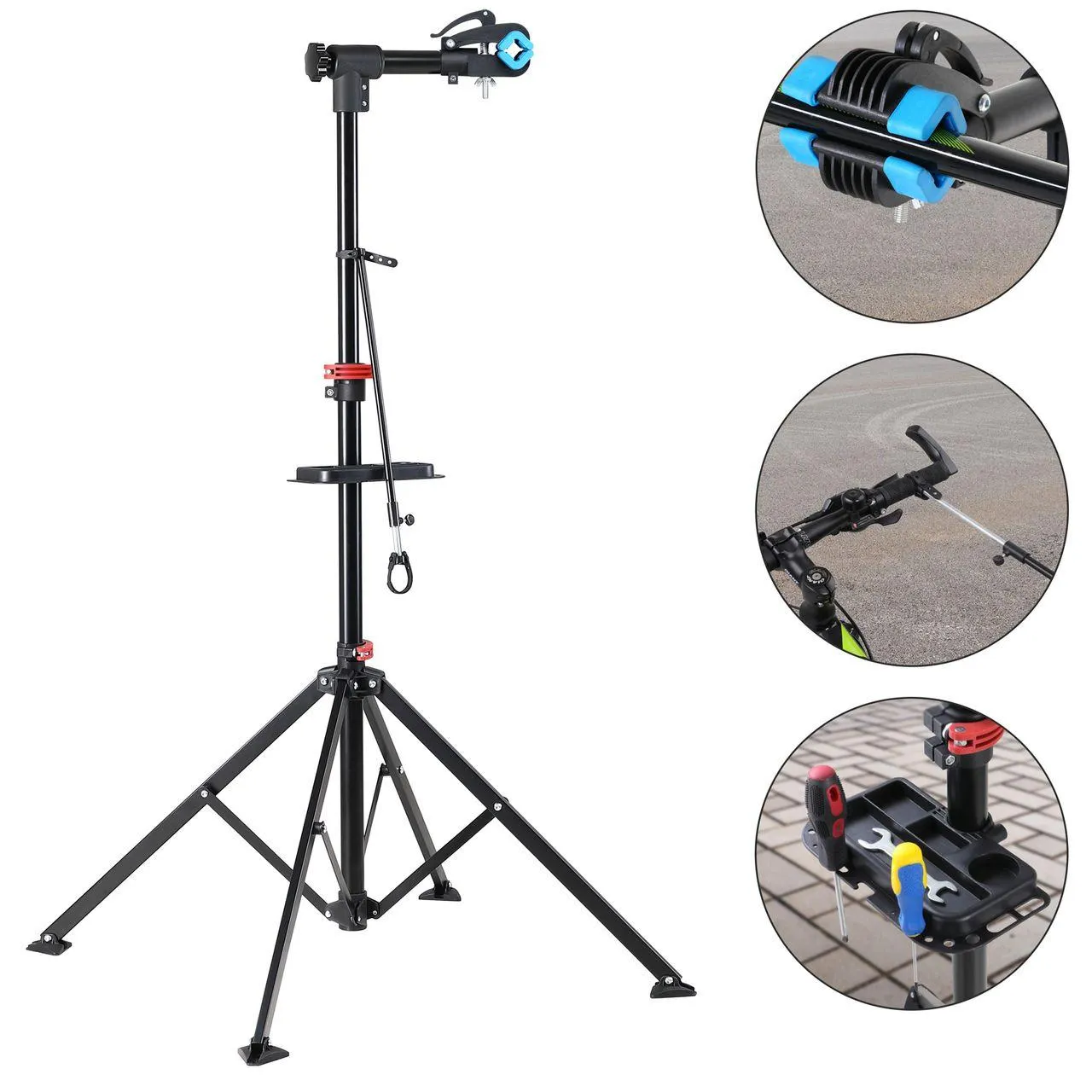 Fahrradmontageständer 108-190 x 144cm schwarz / blau