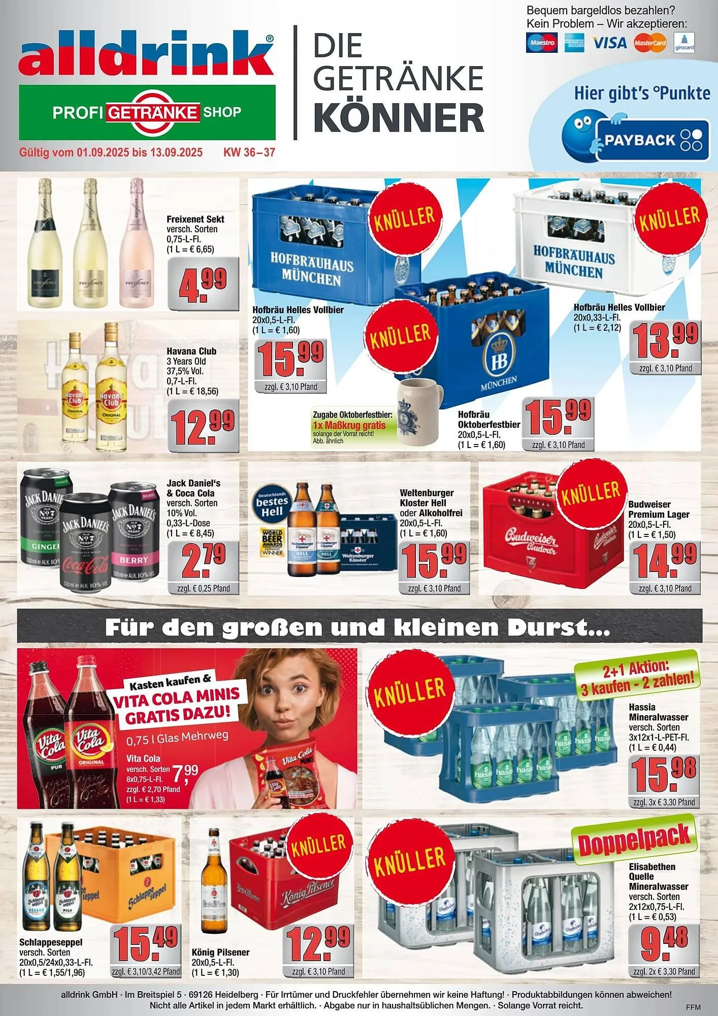 alldrink Prospekt von 1. September bis 13. September 2025 - Prospekt seite 1