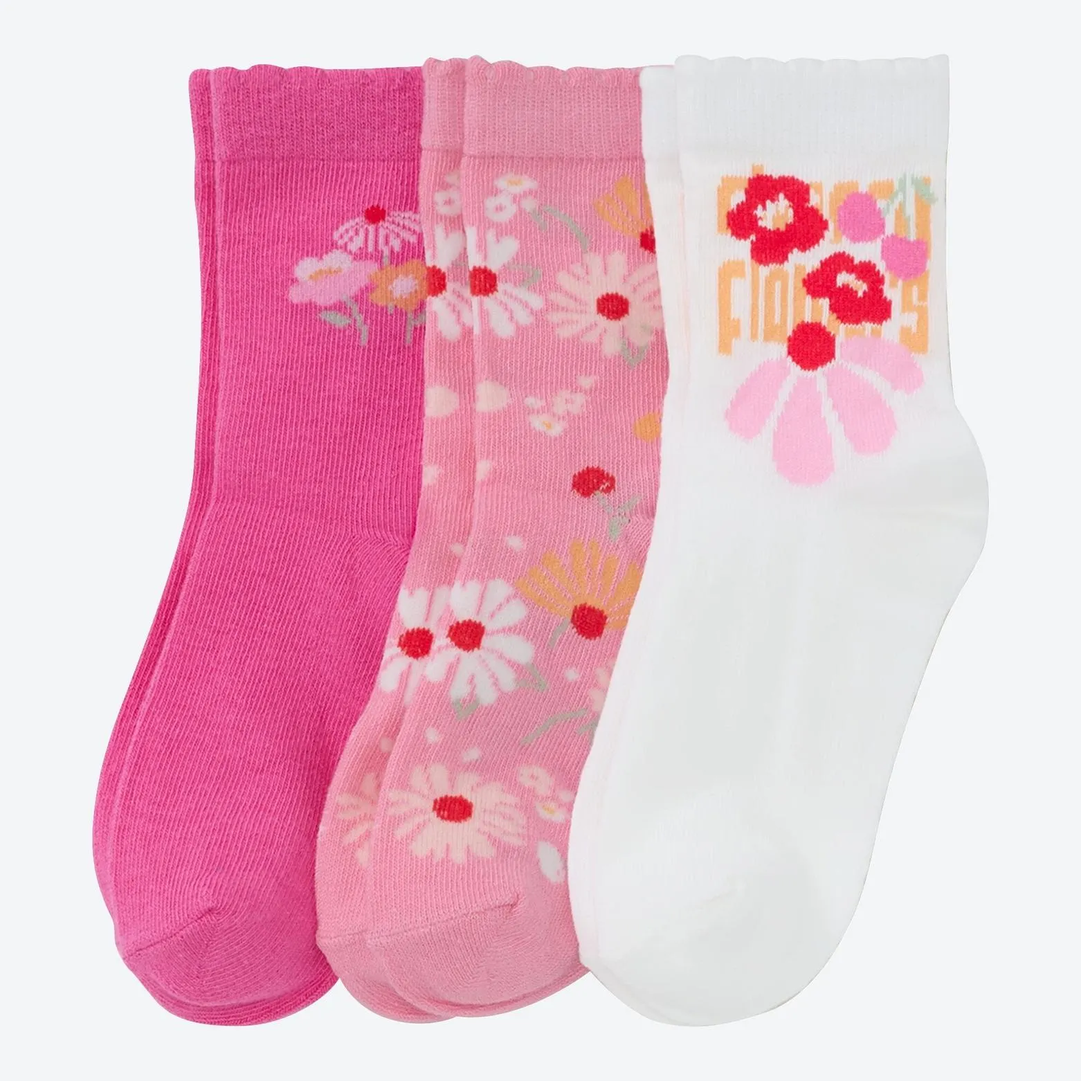 Kinder-Mädchen-Socken mit Mäusezähnchen-Bund, 3er-Pack